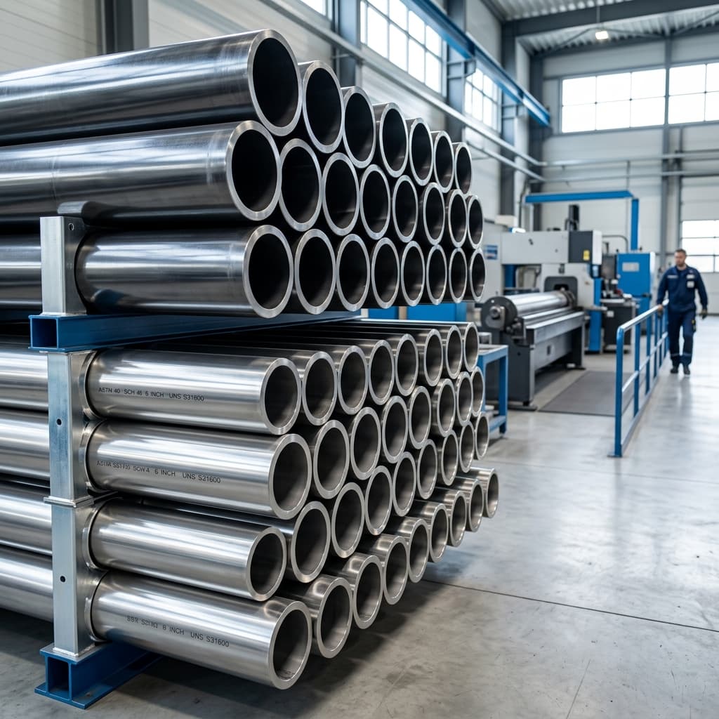 Industrial seamless pipes and tubes in stock